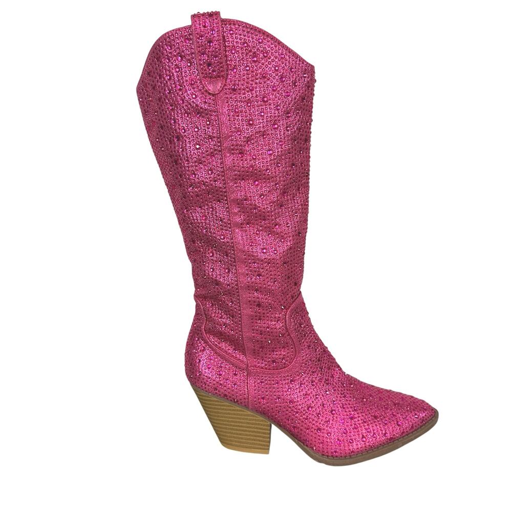 Pink Rhinestone Cowboy Boots Size 8.5
